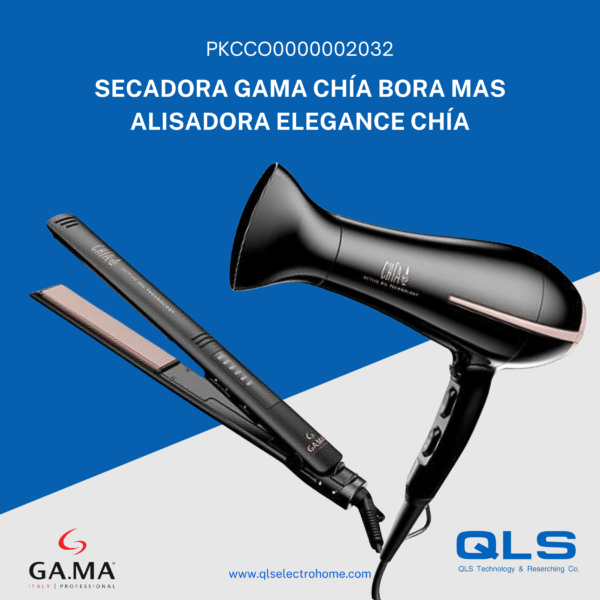 Secadora Chía Bora + Alisadora Elegance Chía Gama